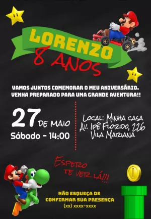 Invito di compleanno Super Mario – Statico – ig: @illustragio