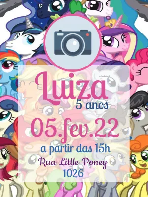 Convite Aniversário My Little Pony com Foto para Editar Online