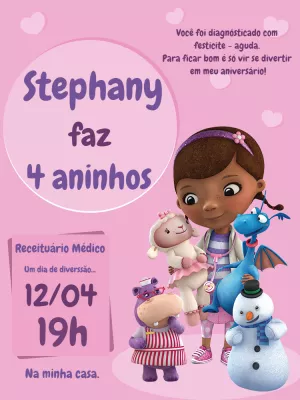 Convite Aniversário Doutora Brinquedos para Editar Online