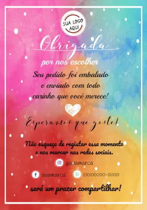 Cartão de Agradecimento Aquarela Colorida para Editar Online