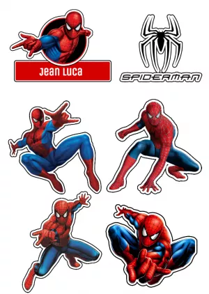 Topo de Bolo Homem Aranha: Kit de Elementos para Editar