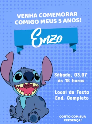 Invitación de cumpleaños Stitch – Estático – Jonathan Fiuza
