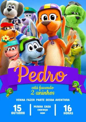Convite Aniversário Vai Cachorro Vai para Editar Online
