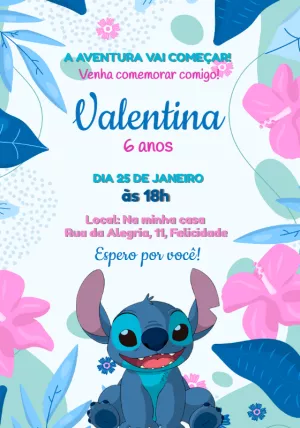 Invitación de cumpleaños Stitch – Estático – Studio Cah