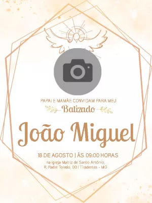 Convite de Batizado com Foto Geométrico para Editar Online
