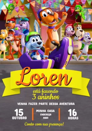 Convite de Aniversário Vai, Cachorro, Vai! para Editar