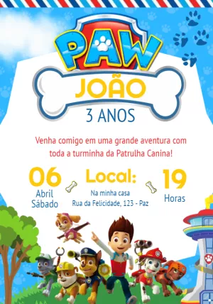 Invito di compleanno Paw Patrol – Statico – Convites e Artes Digitais