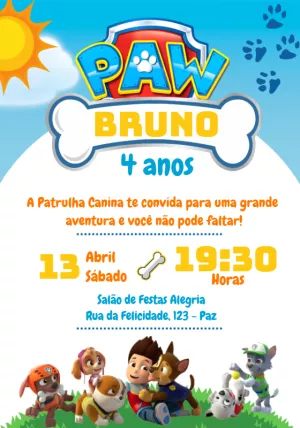 Invito di compleanno Paw Patrol – Statico – Convites e Artes Digitais
