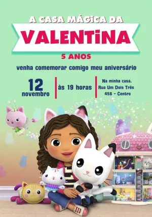 Convite de Aniversário A Casa Mágica da Gabby para Editar