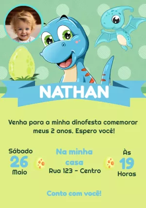 Invitación de cumpleaños Dinosaurio – Estático – Convites e Artes Digitais