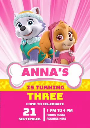 Skye & Everest Paw Patrol Birthday Invitation to Edit Online