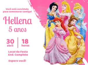 Invitación de cumpleaños Princesas – Estático – Jonathan Fiuza