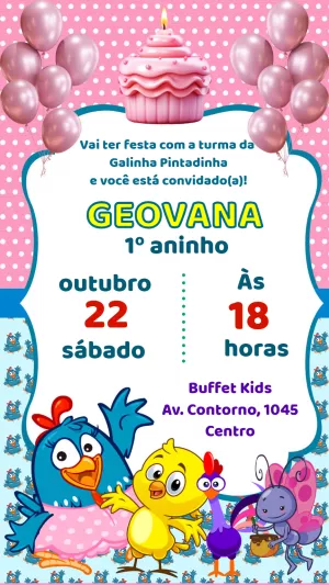 Galinha Pintadinha Birthday Invitation – Static – Heliene Designer