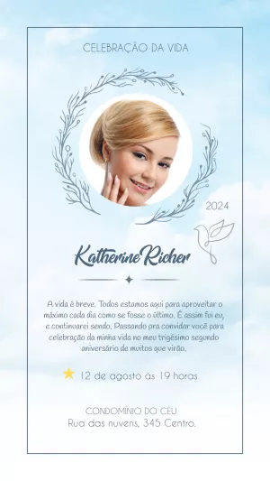 Convite de Aniversário Meme Céu com Foto para Editar Online