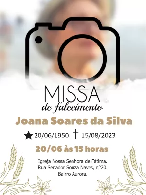 Convite Missa de Falecimento com Foto para Editar Online