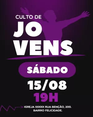 Cartaz para Culto de Jovens Moderno para Editar Online