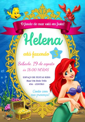 Invitación de cumpleaños La Sirenita – Estático – Jotta