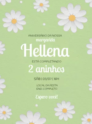 Convite Aniversário Margaridas Delicado para Editar Online