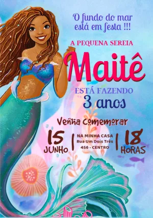 Invitación de cumpleaños La Sirenita – Estático – Jotta