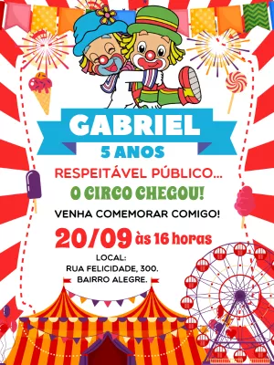 Invitation d'anniversaire Cirque – Statique – Gley Leobas