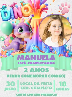 Invitación de cumpleaños Dinosaurio – Estático – Decore Arte