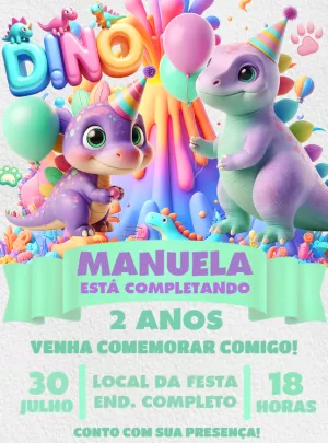 Invitación de cumpleaños Dinosaurio – Estático – Decore Arte