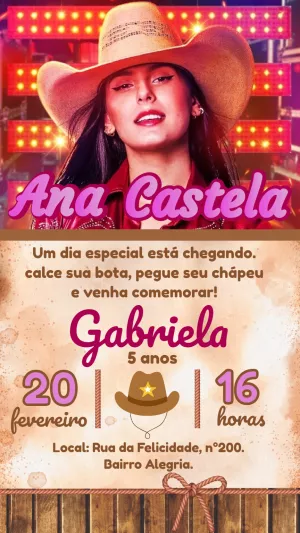 Invito di compleanno Cowgirl – Statico – Gley Leobas
