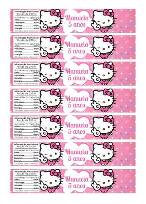 Rótulo de Garrafa Aniversário Hello Kitty para Editar Online