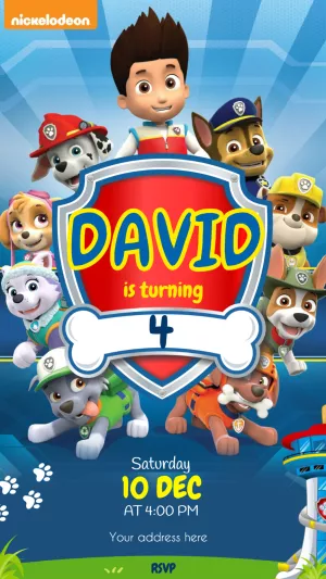 Invito di compleanno Paw Patrol – Statico – MR Produções