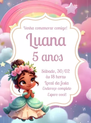 Invitación de cumpleaños Princesas – Estático – Decore Arte