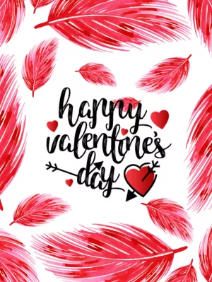 Valentine's Day Card with Red Feathers to Edit Online