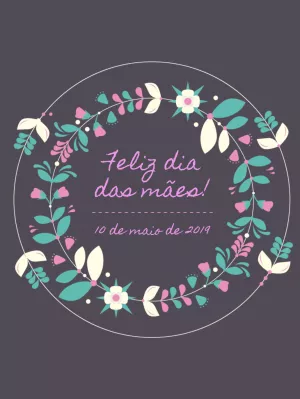 Cartão Dia das Mães com Guirlanda Floral para Editar Online