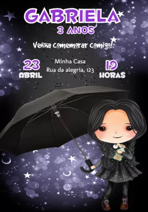 Invito di compleanno Mercoledì – Statico – Convites Personalizados