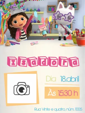 Convite Aniversário A Casa Mágica da Gabby com Foto para Editar