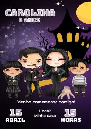 Invito di compleanno Mercoledì – Statico – Convites Personalizados