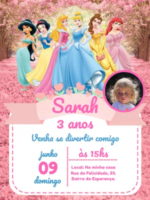 Invitación de cumpleaños Princesas – Estático – Pedro Henrique
