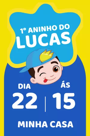 Convite de Aniversário Luccas Neto para Editar e Imprimir