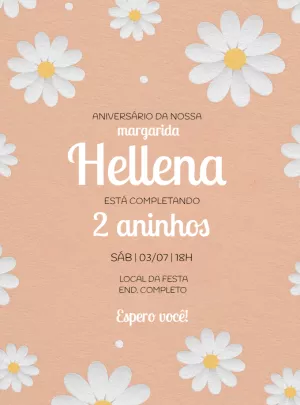 Convite Aniversário Margaridas Delicado para Editar Online