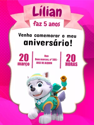 Invito di compleanno Paw Patrol – Statico – Carolina