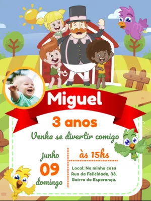Convite Aniversário Mundo Bita com Foto para Editar Online