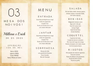 Menu de Casamento Rústico Trifold para Editar Online