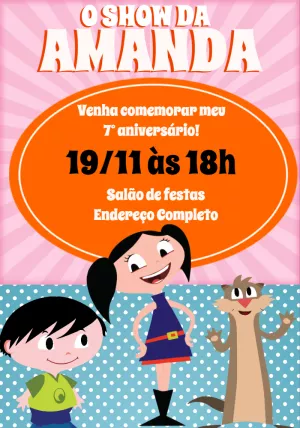 Convite Aniversário Show da Luna para Editar Online com Personagens