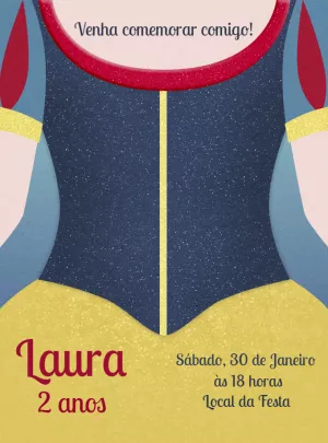 Convite Aniversário Branca de Neve para Editar Online