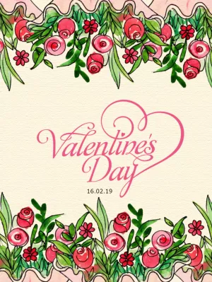 Valentine's Day Card with Watercolor Roses to Edit Online