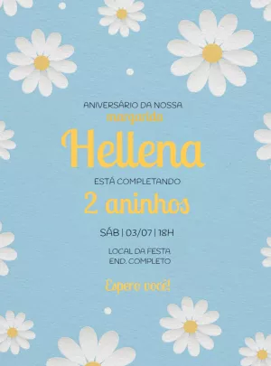 Convite Aniversário Margaridas Delicadas para Editar Online