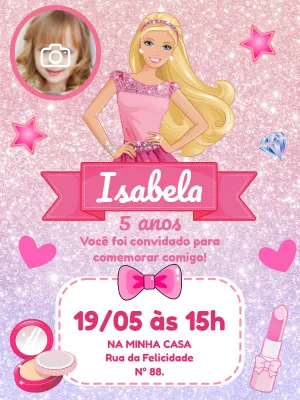 Invitación de cumpleaños Barbie – Estático – Pedro Henrique