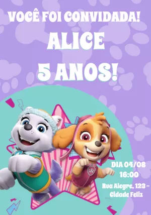 Invito di compleanno Paw Patrol – Statico – Alice Capistrano Roussenq
