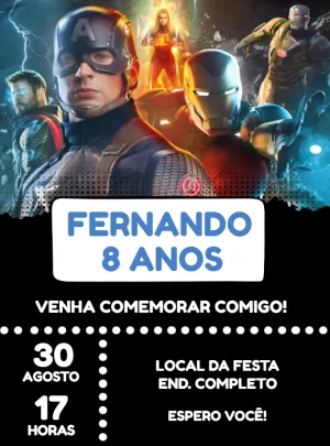 Invitación de cumpleaños Los Vengadores – Estático – Jonathan Fiuza