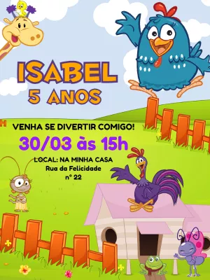 Galinha Pintadinha Birthday Invitation – Static – Pedro Henrique