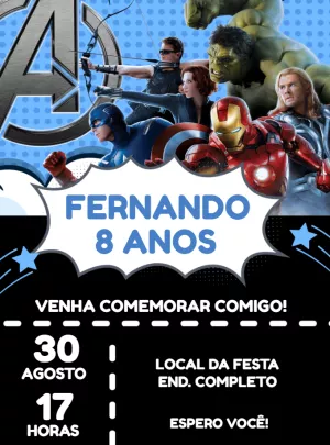 Invitación de cumpleaños Los Vengadores – Estático – Jonathan Fiuza